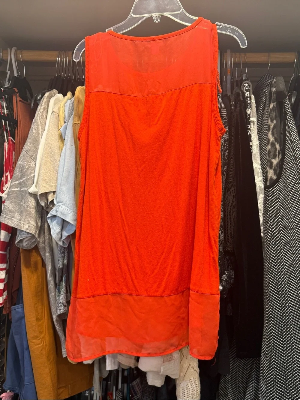 Vince Camuto Orange Red Sleeveless Layered Shift Top